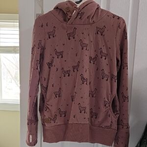 Twik Dark Pink Hoodie with Llama Print